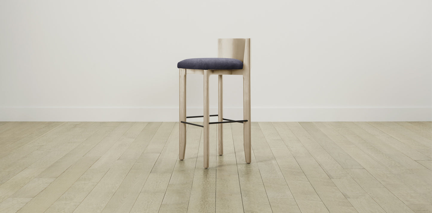 The Delancey with Brushed Brass - Performance Velvet Flannel Bar and Counter Stool