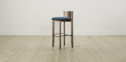 The Delancey with Brushed Nickel - Performance Velvet Lagoon Bar and Counter Stool