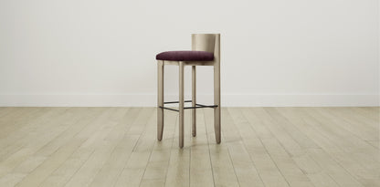 The Delancey with Brushed Brass - Performance Velvet Merlot Bar and Counter Stool