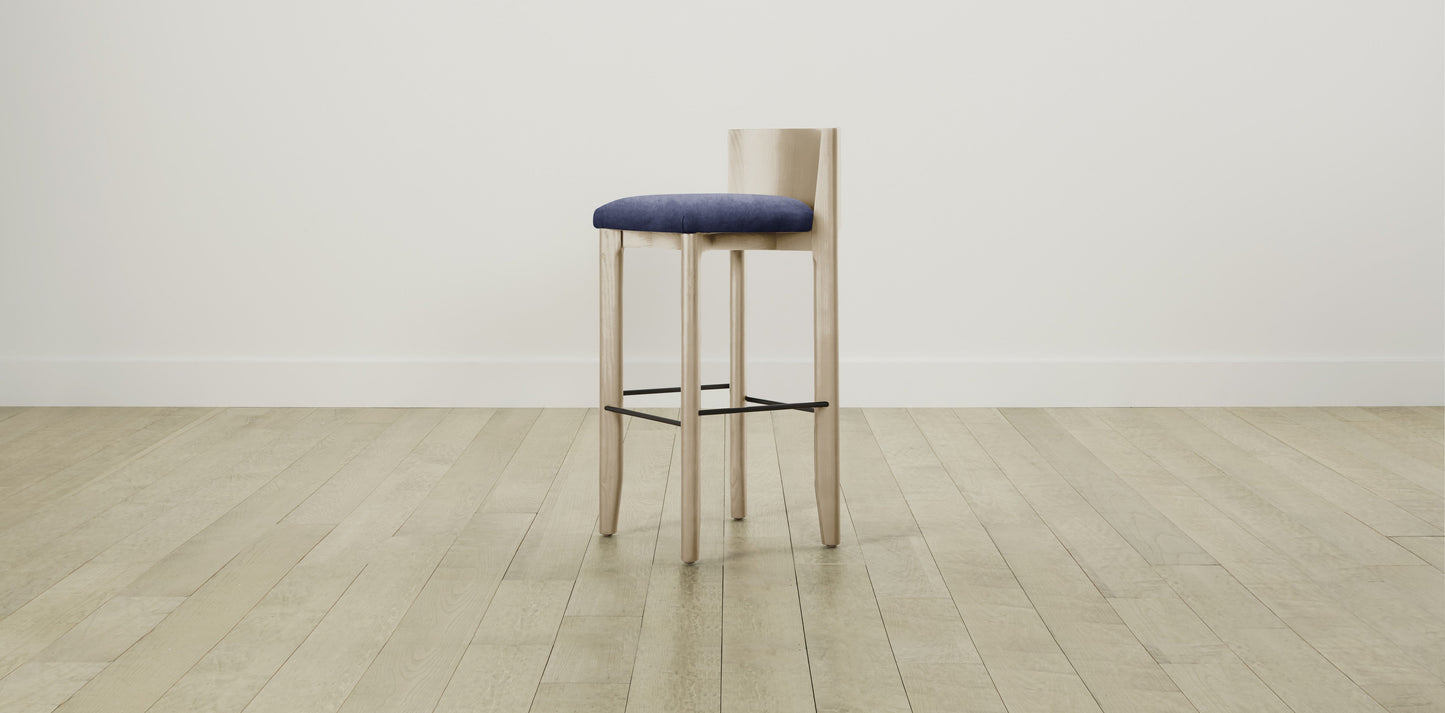 The Delancey with Brushed Brass - Performance Velvet Midnight Bar and Counter Stool