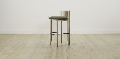 The Delancey with Brushed Nickel - Performance Velvet Olive Bar and Counter Stool