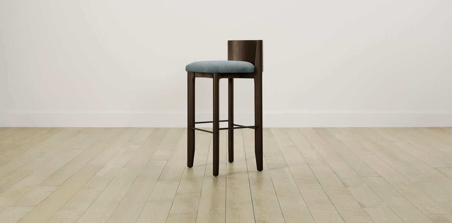 The Delancey with Brushed Nickel - Performance Velvet Seafoam Bar and Counter Stool