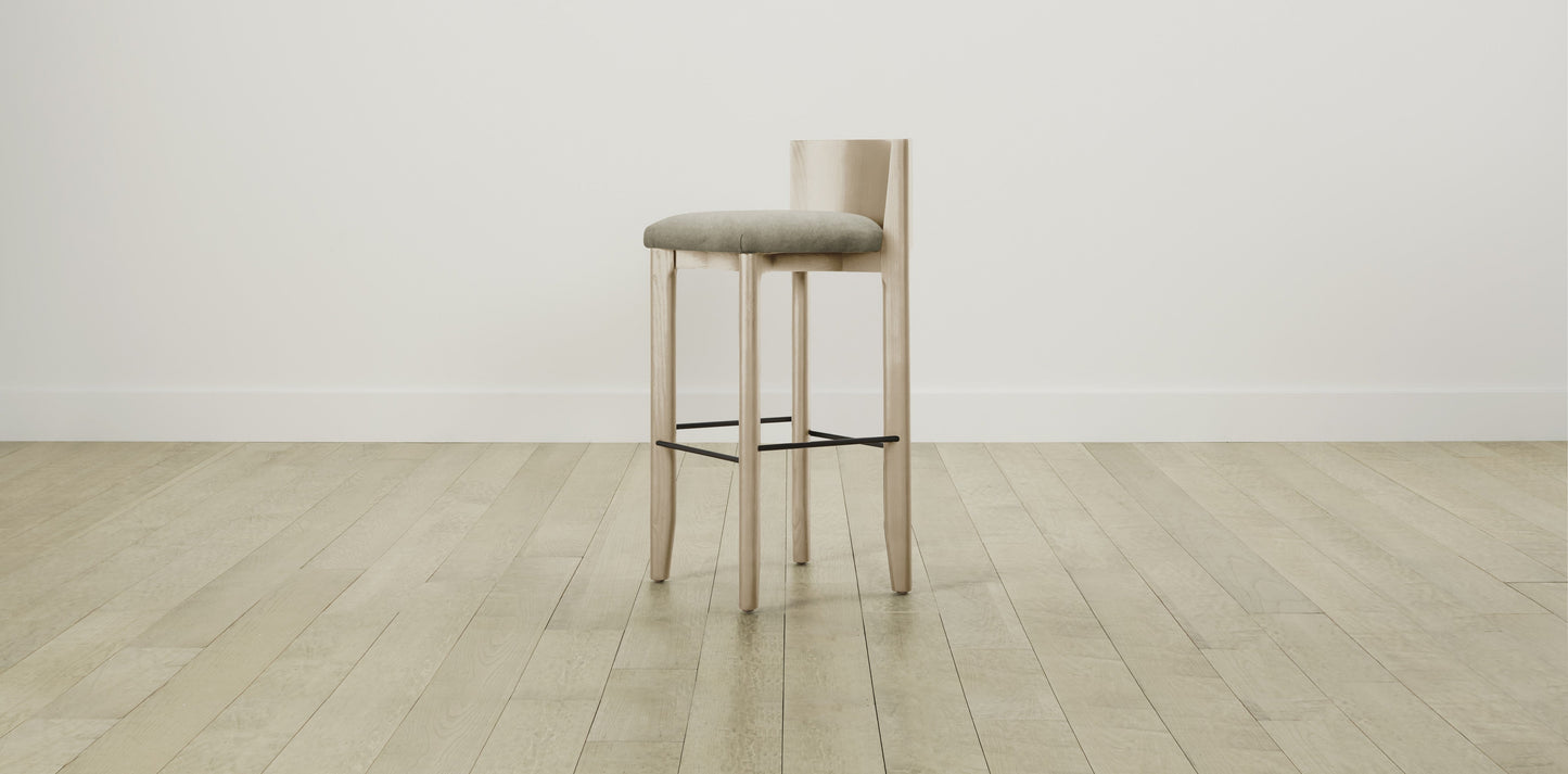 The Delancey with Brushed Nickel - Performance Velvet Taupe Bar and Counter Stool