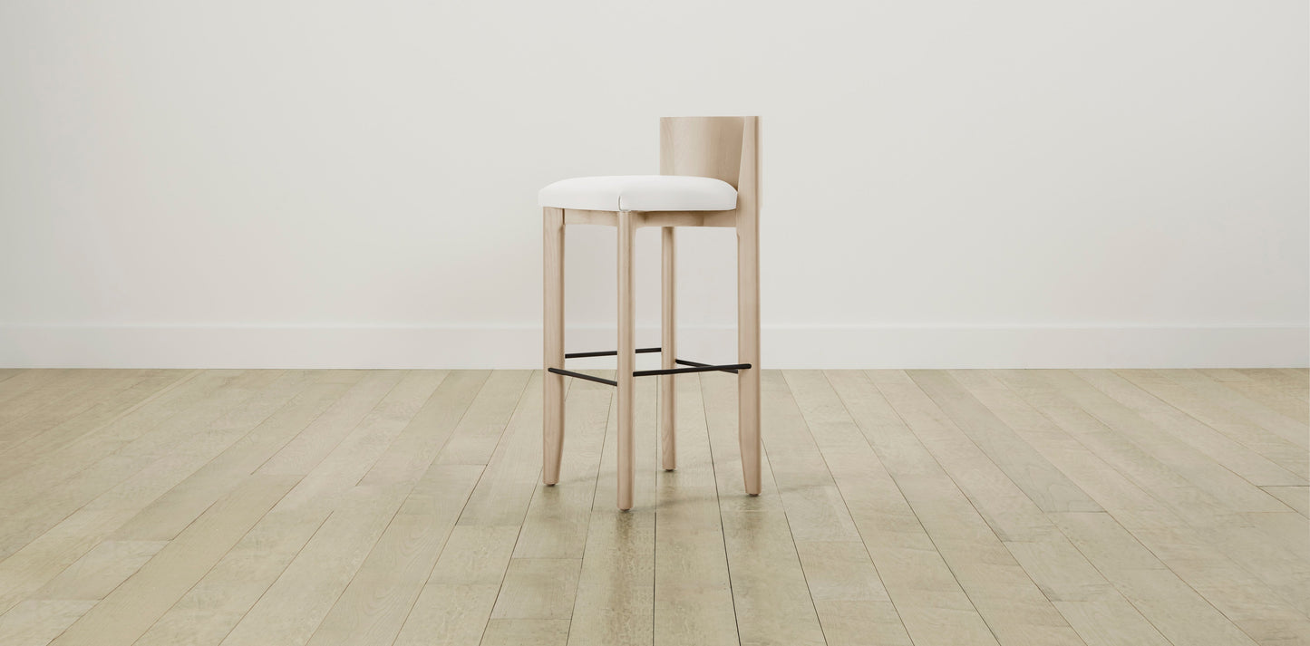 The Delancey with Brushed Brass - Performance Woven Chenille Lace Bar and Counter Stool