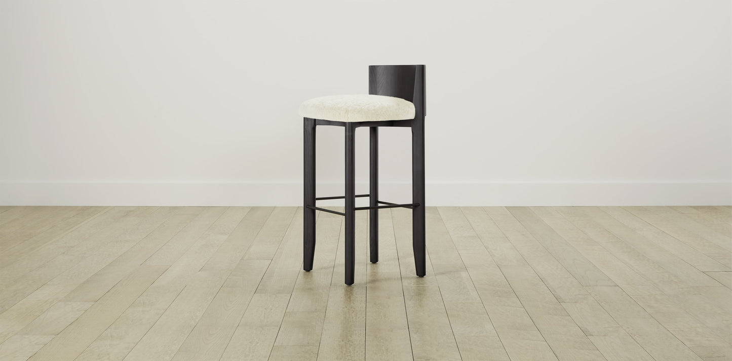 The Delancey with Brushed Brass - Shearling Ivory Bar and Counter Stool