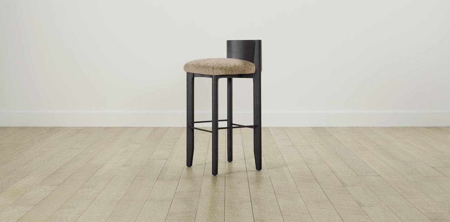 The Delancey with Brushed Nickel - Shearling Toffee Bar and Counter Stool