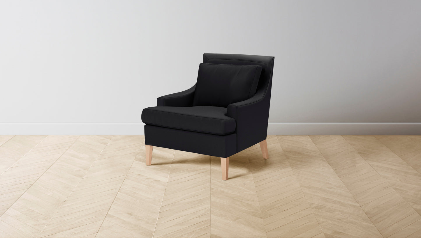 The Downing  - Pebbled Leather Ink Chair