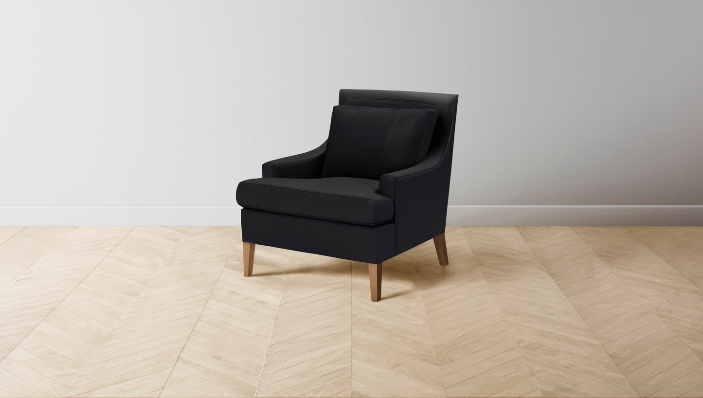 The Downing  - Pebbled Leather Ink Chair