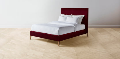 The Essex  - Mohair Crimson Bed - 60" Headboard - Muslin on reverse