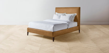 The Essex  - Nubuck Leather Saddle Bed - 60" Headboard - Muslin on reverse