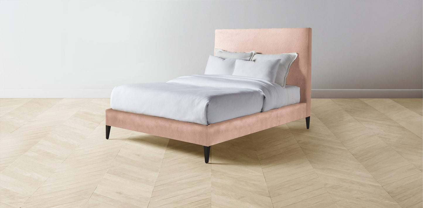 The Essex  - Performance Velvet Dusty Rose Bed - 50" Headboard - Upholstered on reverse