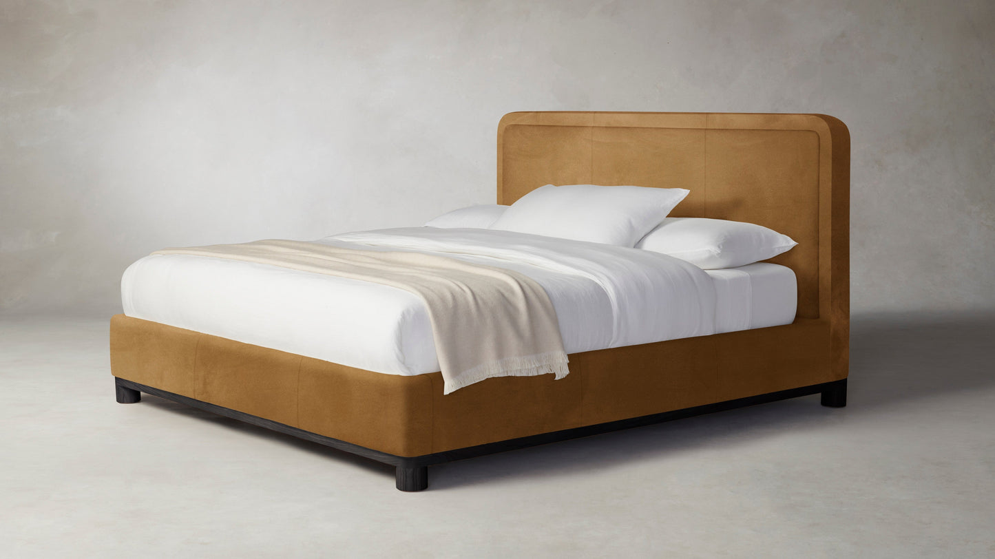 The Kent  - Nubuck Leather Saddle Bed - 53" Headboard