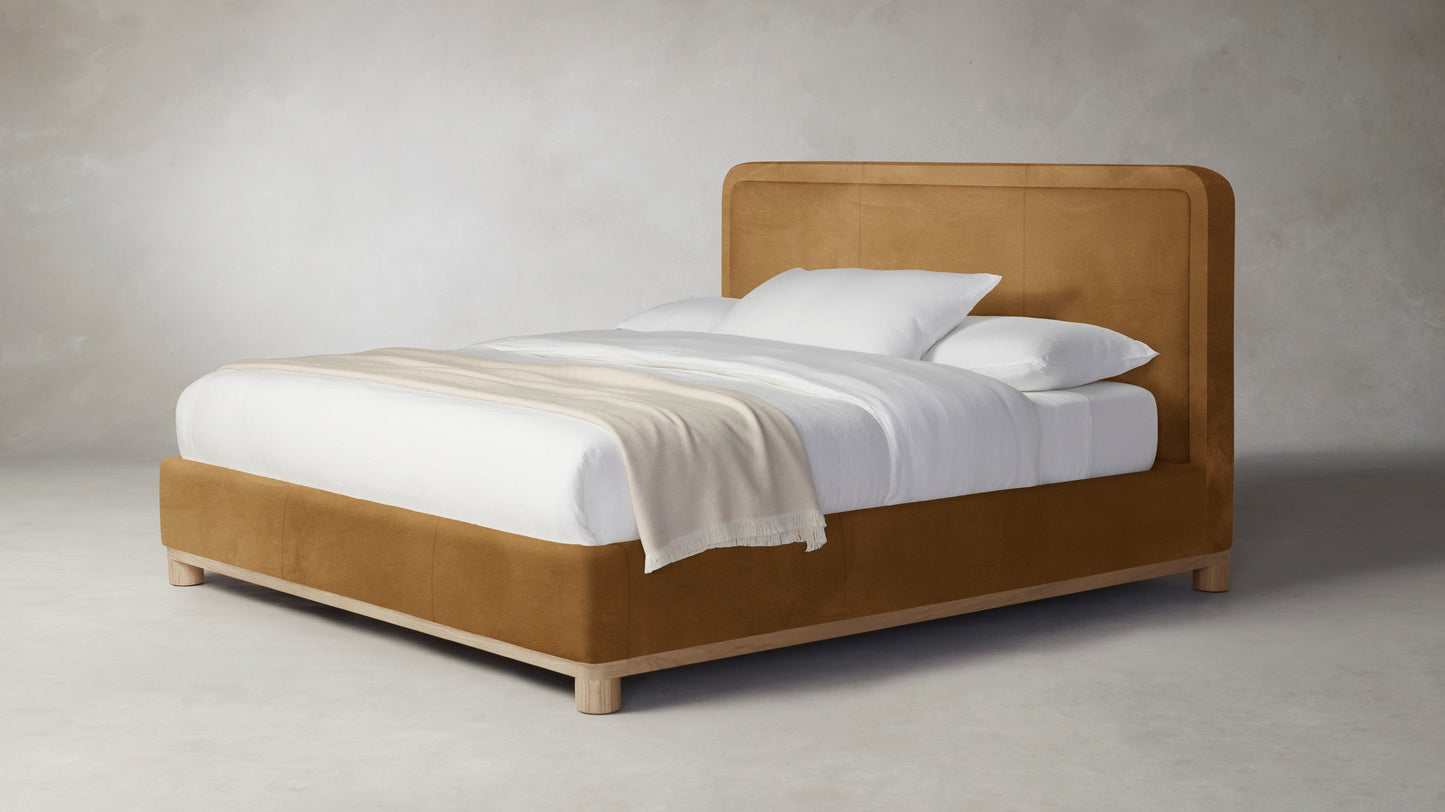 The Kent  - Nubuck Leather Saddle Bed - 47" Headboard