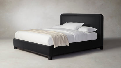 The Kent  - Pebbled Leather Ink Bed - 53" Headboard