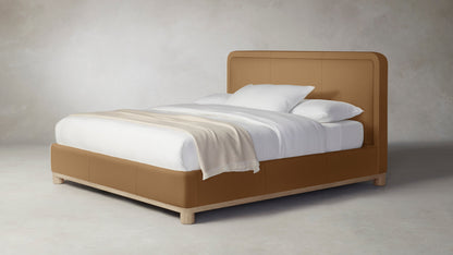 The Kent  - Pebbled Leather Latte Bed - 47" Headboard