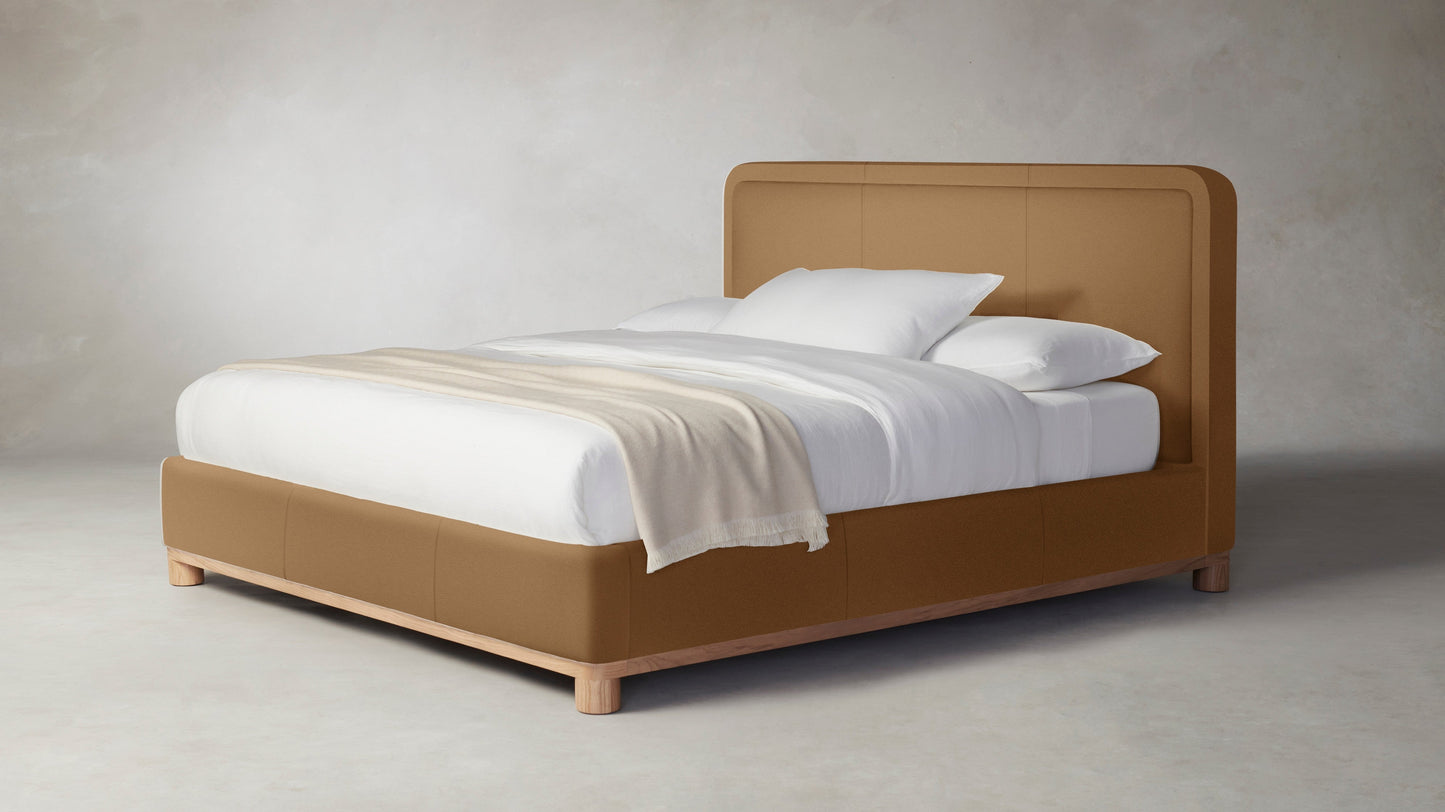 The Kent  - Pebbled Leather Latte Bed - 47" Headboard