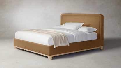 The Kent  - Pebbled Leather Latte Bed - 47" Headboard