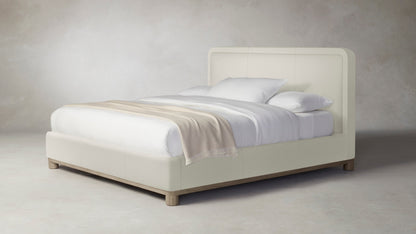 The Kent  - Pebbled Leather Swan Bed - 47" Headboard