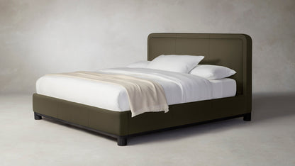 The Kent  - Pebbled Leather Truffle Bed - 41" Headboard