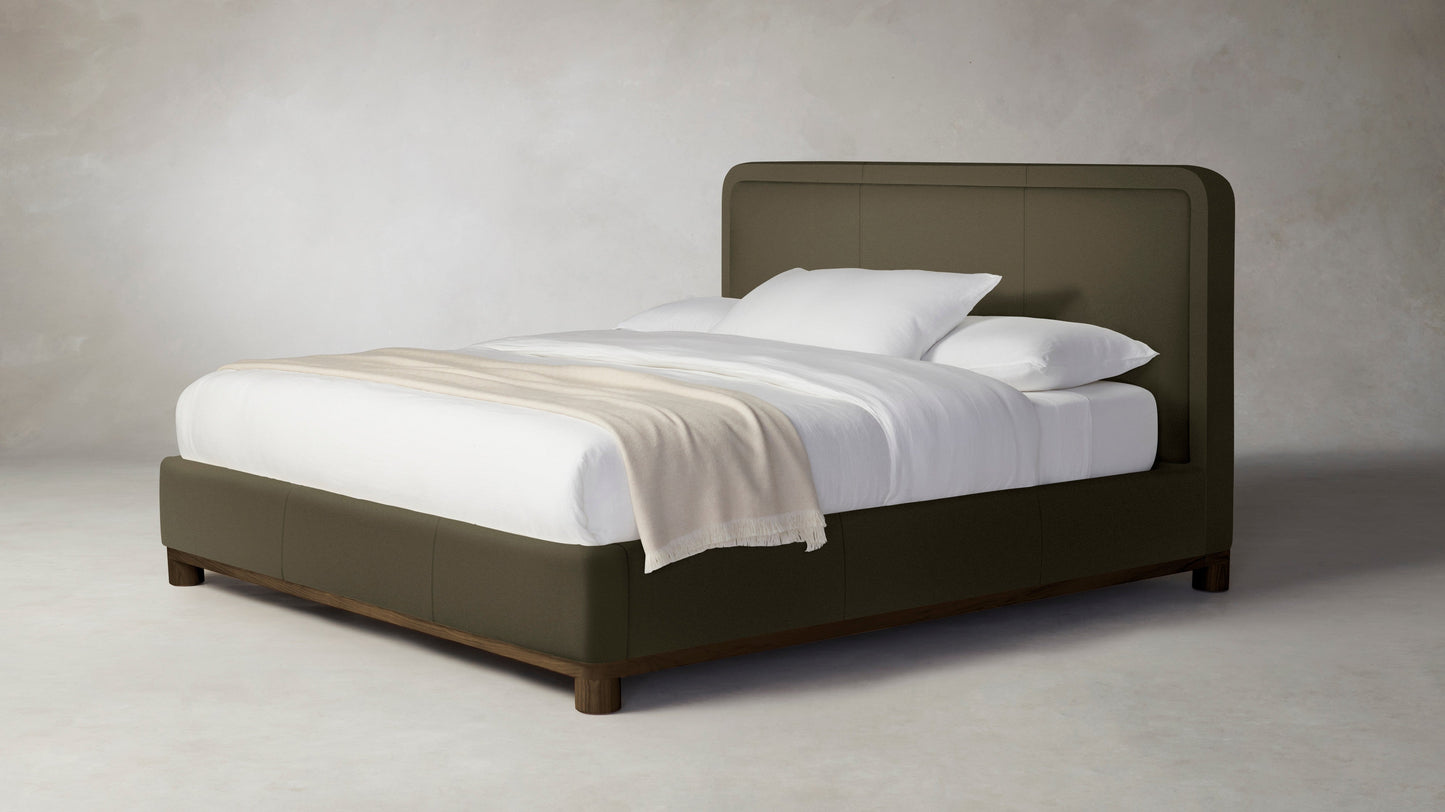 The Kent  - Pebbled Leather Truffle Bed - 47" Headboard