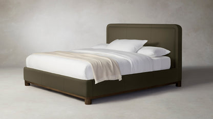 The Kent  - Pebbled Leather Truffle Bed - 41" Headboard