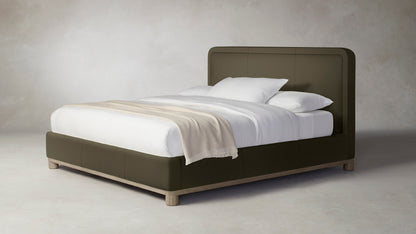 The Kent  - Pebbled Leather Truffle Bed - 47" Headboard