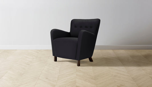 The Perry  - Pebbled Leather Ink Chair