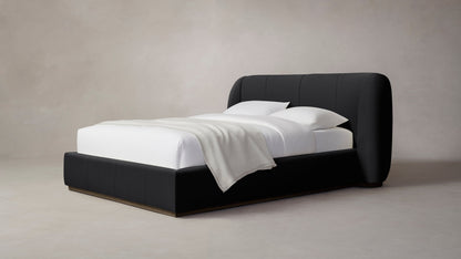 The Smith  - Pebbled Leather Ink Bed - 42" Headboard