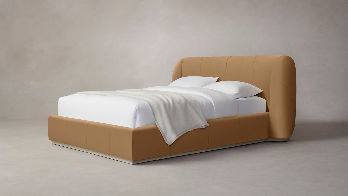 The Smith  - Pebbled Leather Latte Bed - 42" Headboard