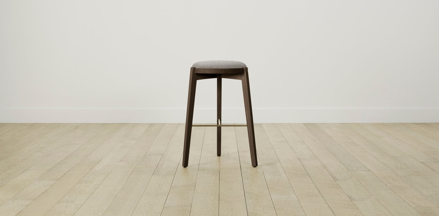 The Stanton with Brushed Brass - Belgian Linen Agate Bar and Counter Stool