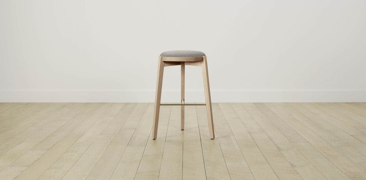 The Stanton with Brushed Brass - Belgian Linen Agate Bar and Counter Stool