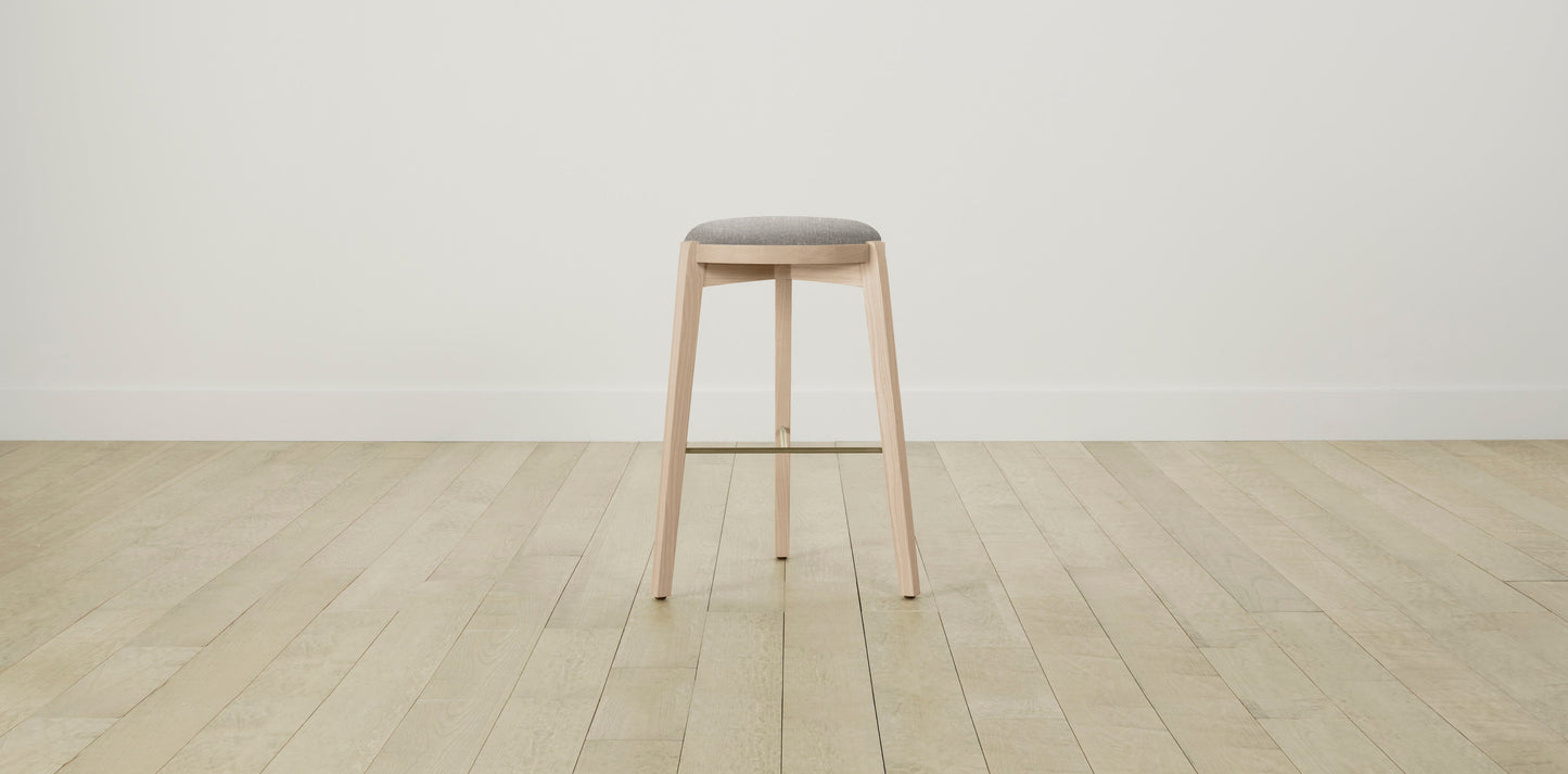 The Stanton with Brushed Brass - Belgian Linen Agate Bar and Counter Stool