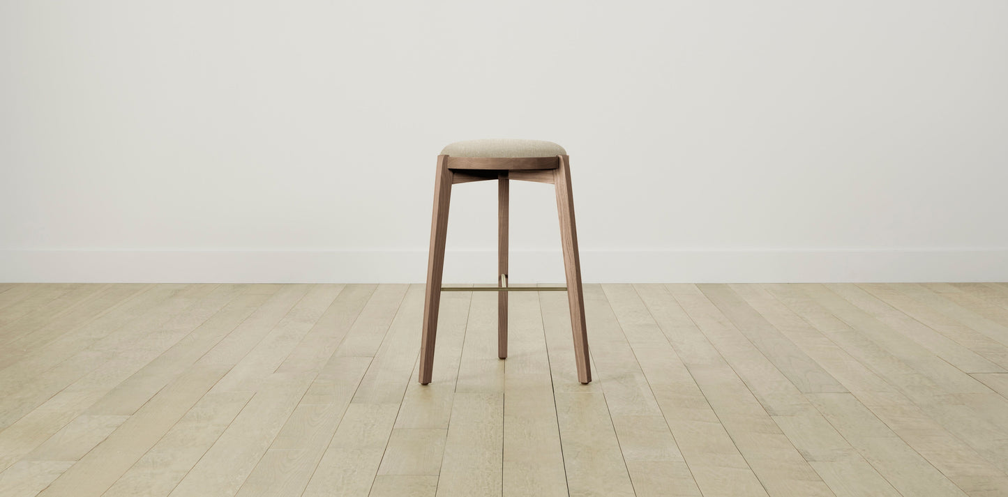 The Stanton with Brushed Brass - Belgian Linen Alder Bar and Counter Stool