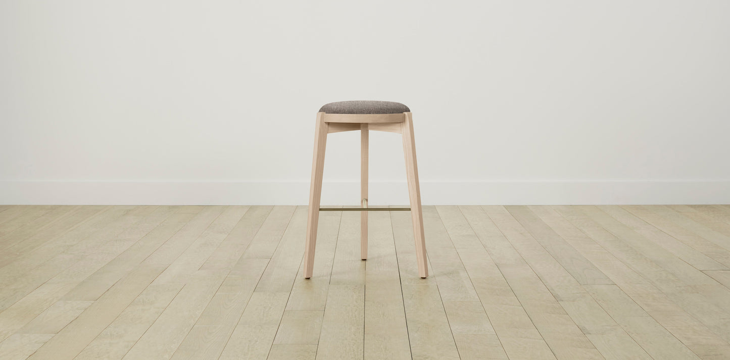 The Stanton with Brushed Brass - Belgian Linen Carob Bar and Counter Stool