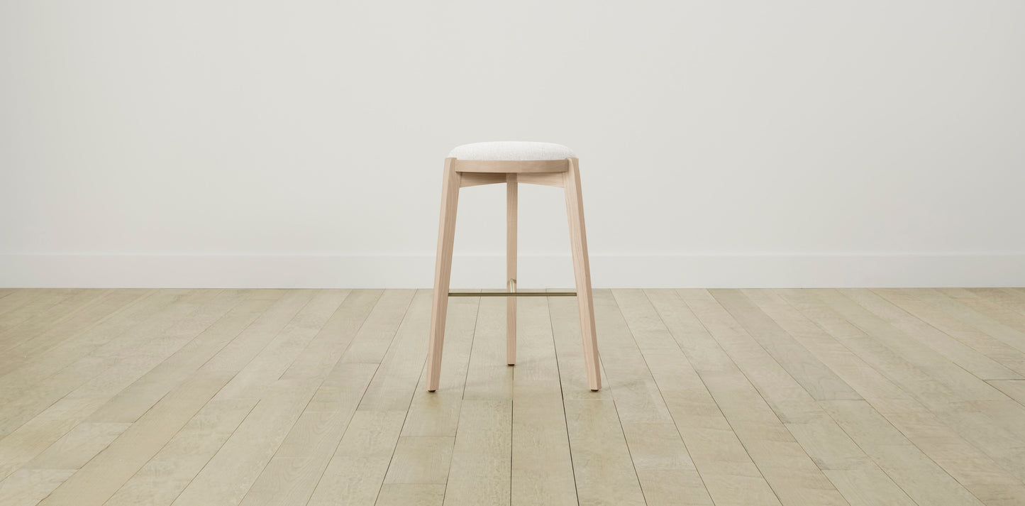 The Stanton with Brushed Brass - Belgian Linen Egret Bar and Counter Stool