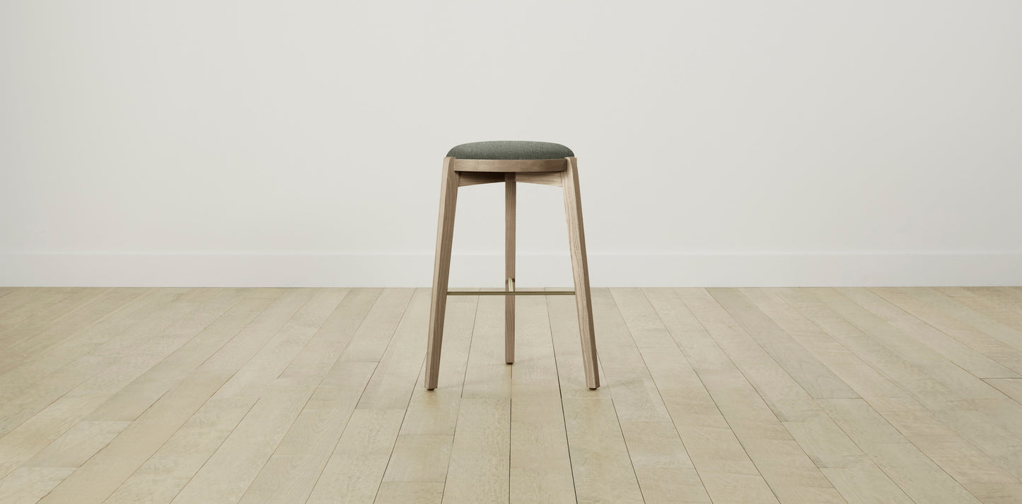 The Stanton with Brushed Brass - Belgian Linen Thyme Bar and Counter Stool