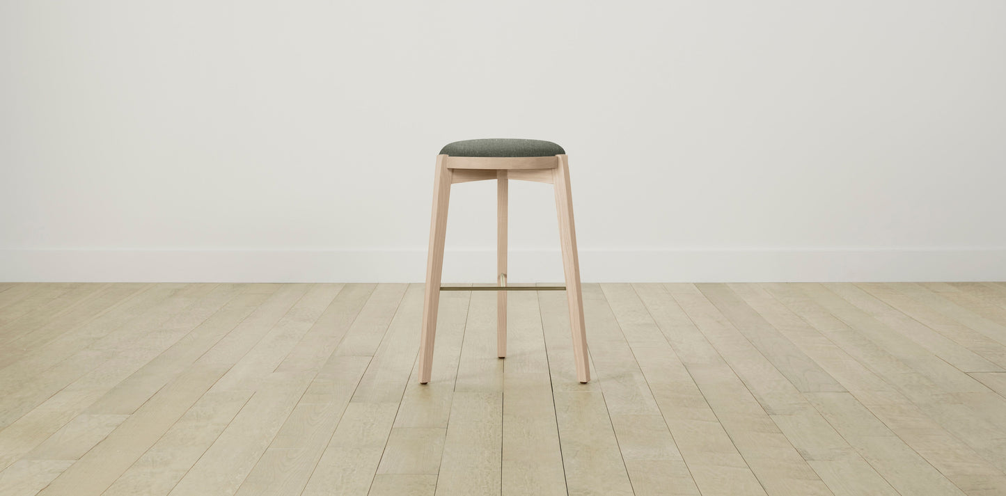 The Stanton with Brushed Brass - Belgian Linen Thyme Bar and Counter Stool