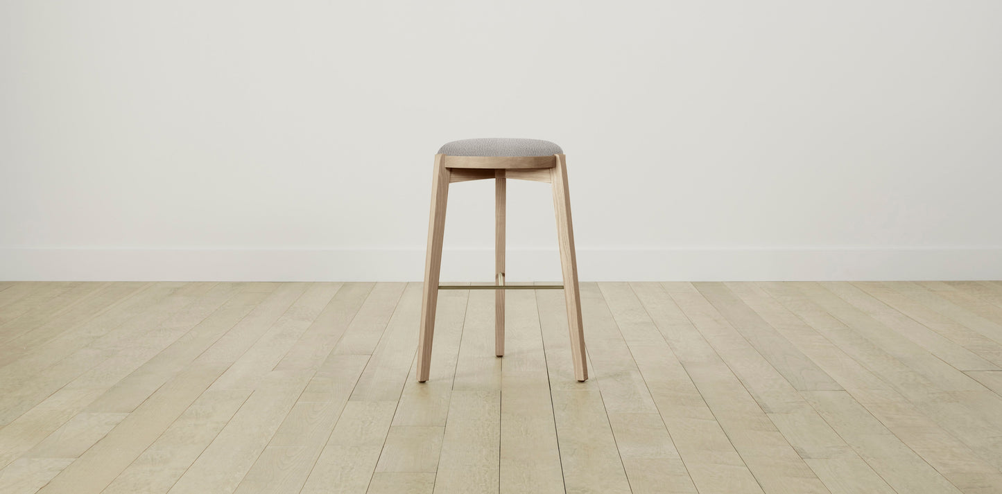 The Stanton with Brushed Nickel - Italian Bouclé Fossil Bar and Counter Stool