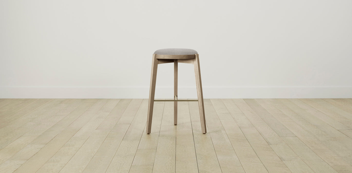 The Stanton with Brushed Nickel - Italian Bouclé Fossil Bar and Counter Stool