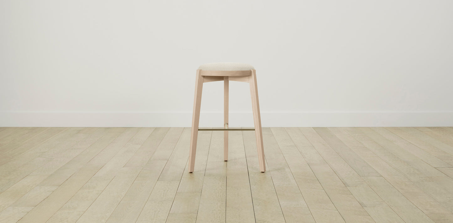 The Stanton with Brushed Brass - Italian Bouclé White Bar and Counter Stool