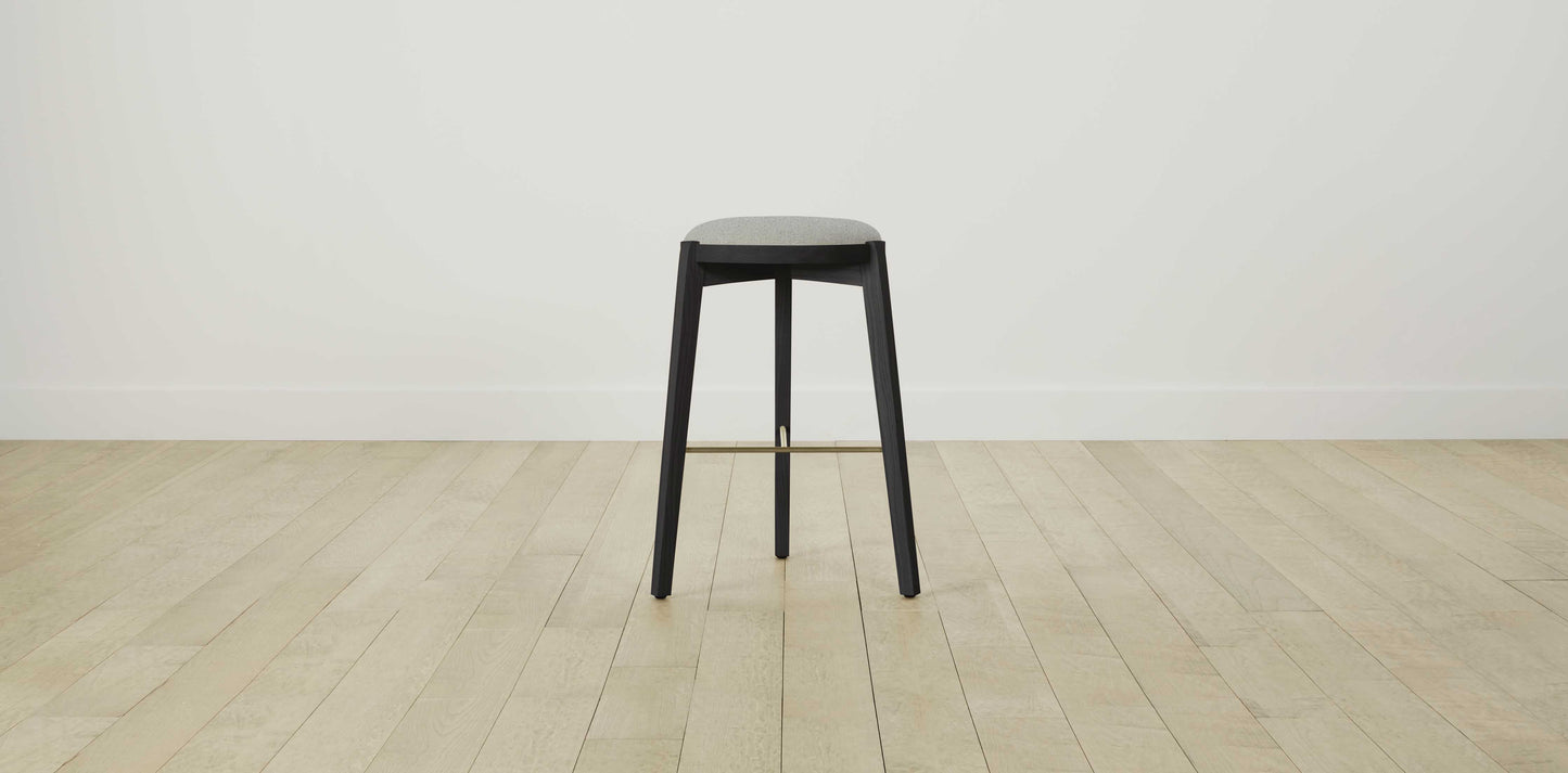 The Stanton with Brushed Brass - Merino Heather Grey Bar and Counter Stool