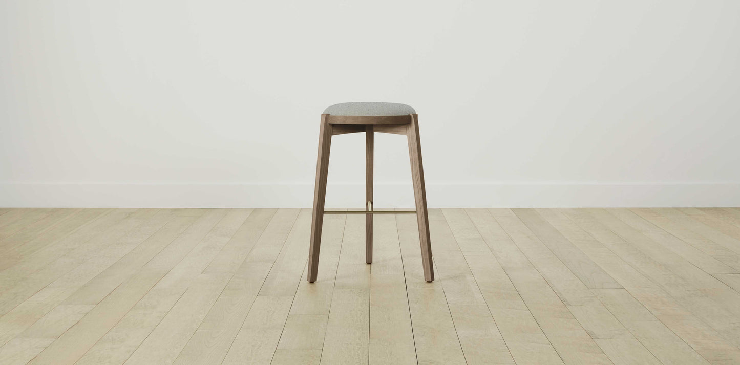 The Stanton with Brushed Brass - Merino Heather Grey Bar and Counter Stool