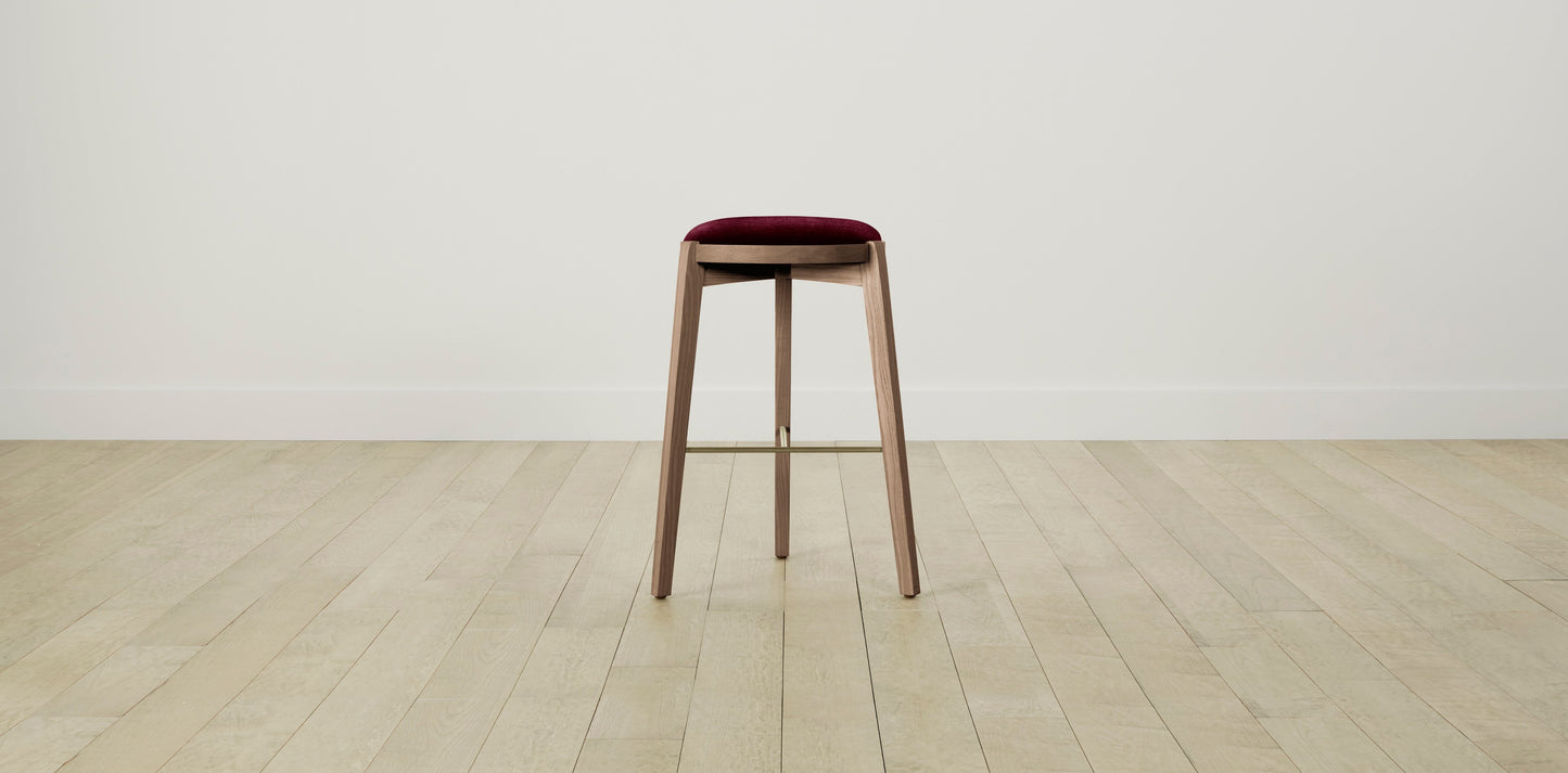 The Stanton with Brushed Nickel - Mohair Crimson Bar and Counter Stool