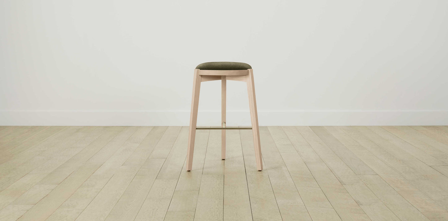 The Stanton with Brushed Brass - Mohair Moss Bar and Counter Stool