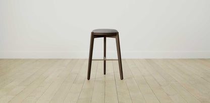 The Stanton with Brushed Brass - Nubuck Leather Asphalt Bar and Counter Stool