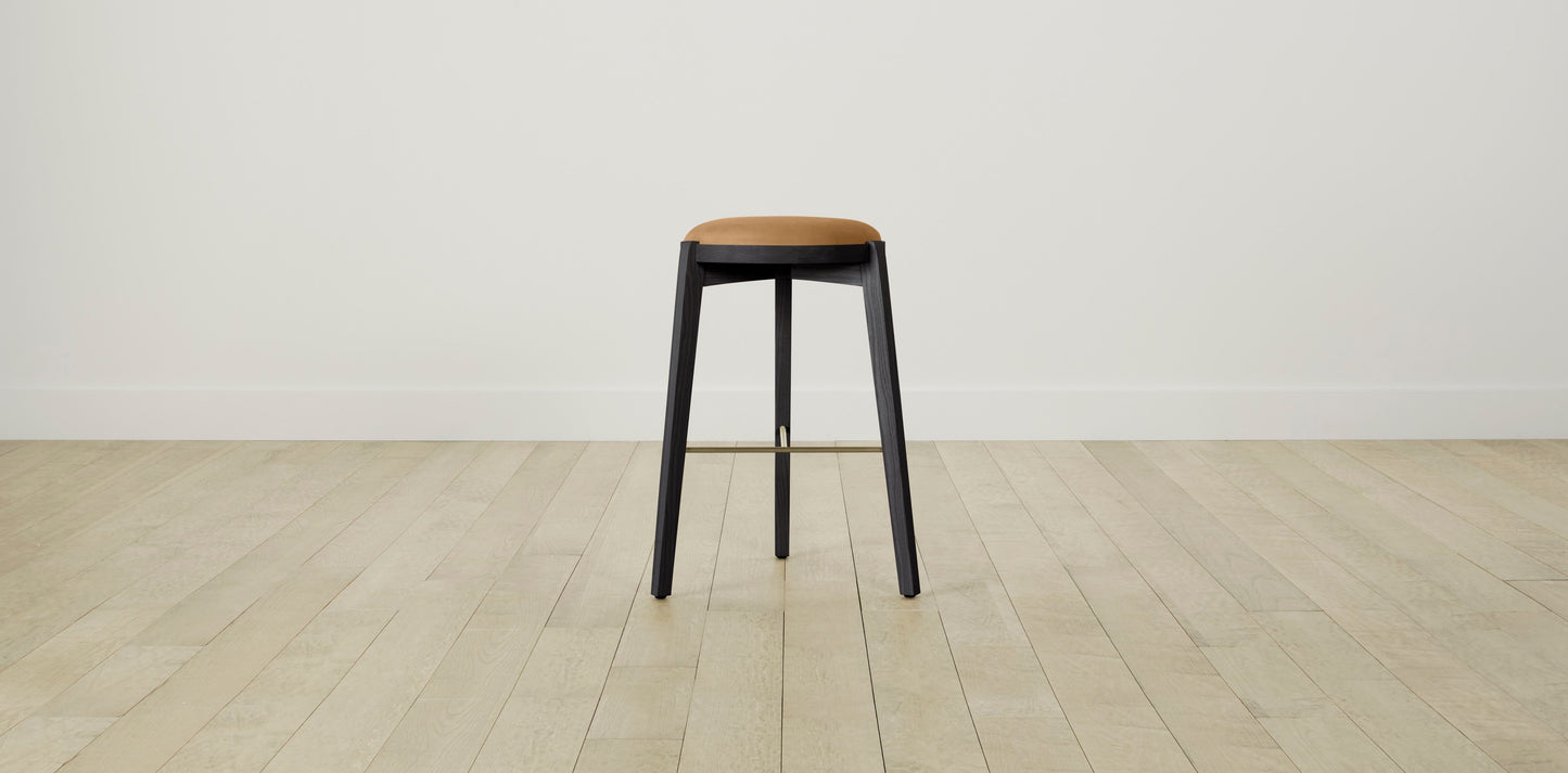 The Stanton with Brushed Brass - Nubuck Leather Saddle Bar and Counter Stool