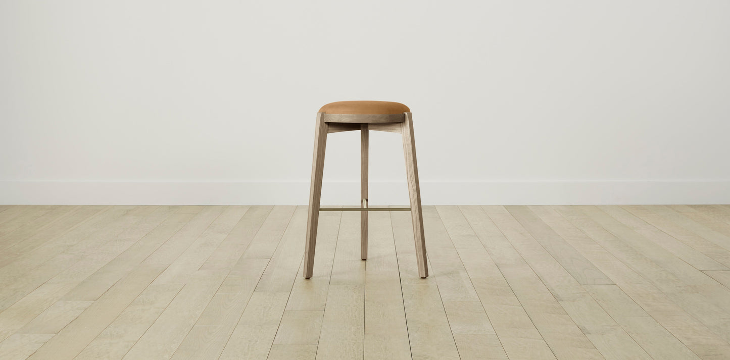 The Stanton with Brushed Brass - Nubuck Leather Saddle Bar and Counter Stool