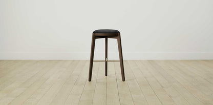 The Stanton with Brushed Brass - Pebbled Leather Ink Bar and Counter Stool