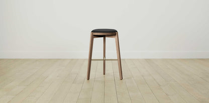 The Stanton with Brushed Brass - Pebbled Leather Ink Bar and Counter Stool