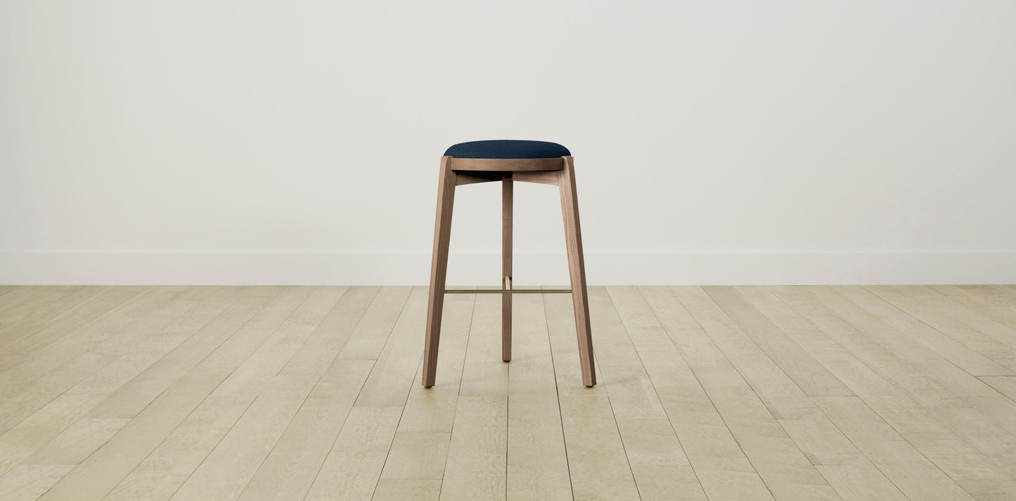 The Stanton with Brushed Brass - Performance Textured Linen Seaside Bar and Counter Stool